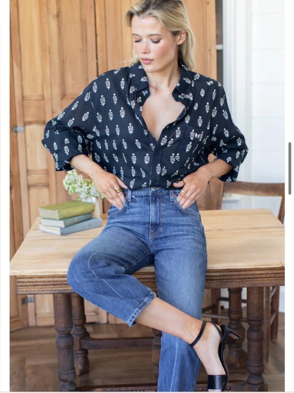 Emerson Fry Love Tomas Navy Shirt In Marguerite 2 100% Organic Cotton Size L